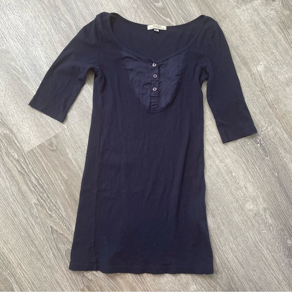 Prairie Underground Navy Ribbed Henley Top